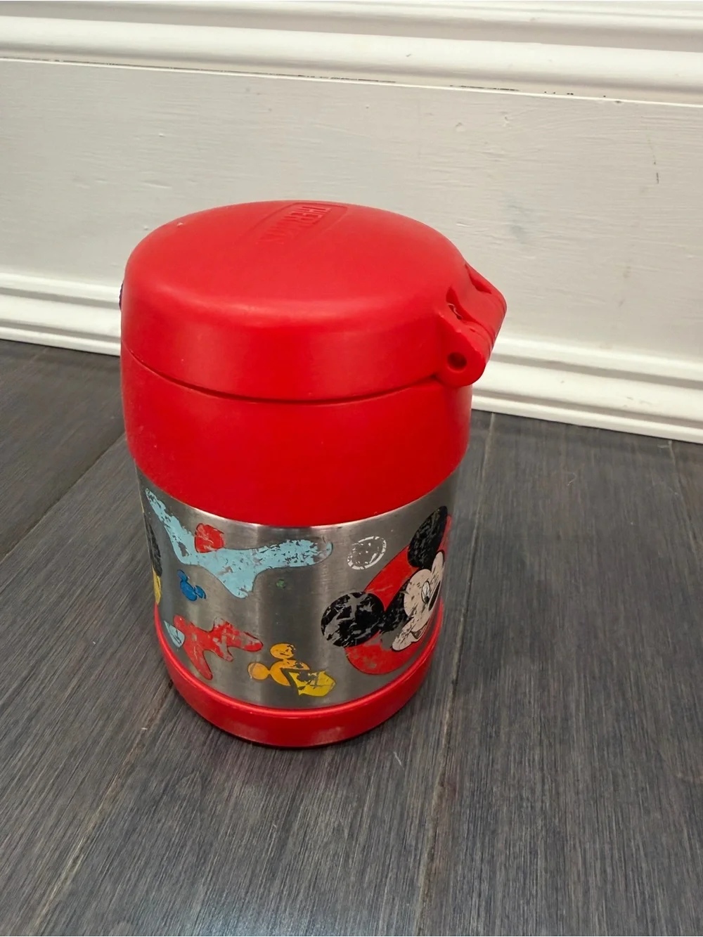 Disney Thermos Red and Blue Mickey Mouse Insulated Snack Food Lunch Jar